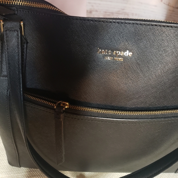 Kate Spade Black leather handbag/tote - Picture 2 of 15